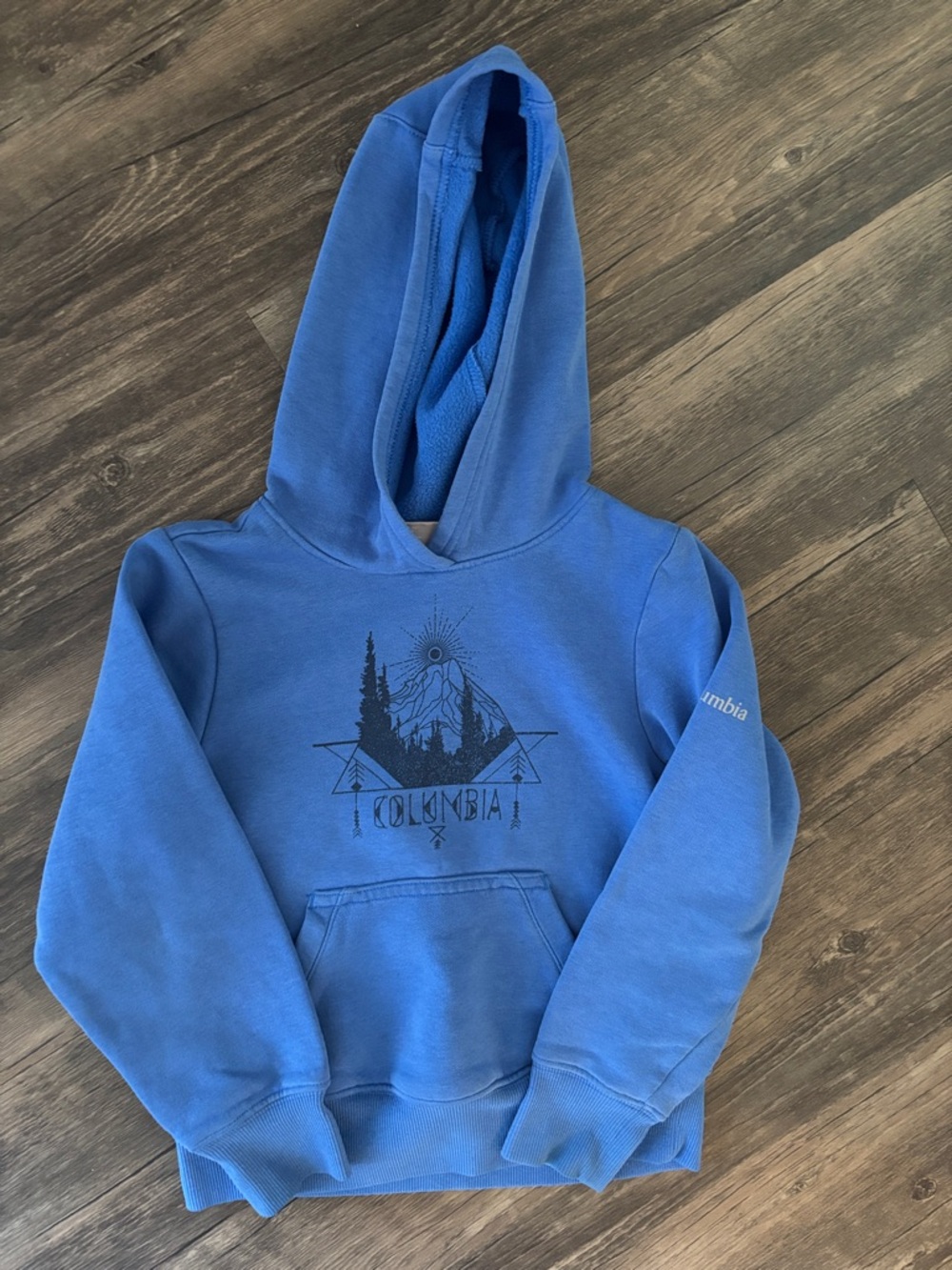 Columbia Kids XS Blue Graphic Hoodie Sweatshirt Mountain Logo